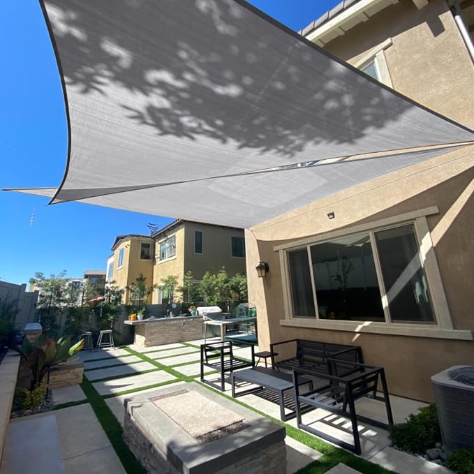 SUNLAX Sun Shade Sail 12' x 20' x 23.3' Silver Rectangle Canopy Sail Shade by SUNLAX