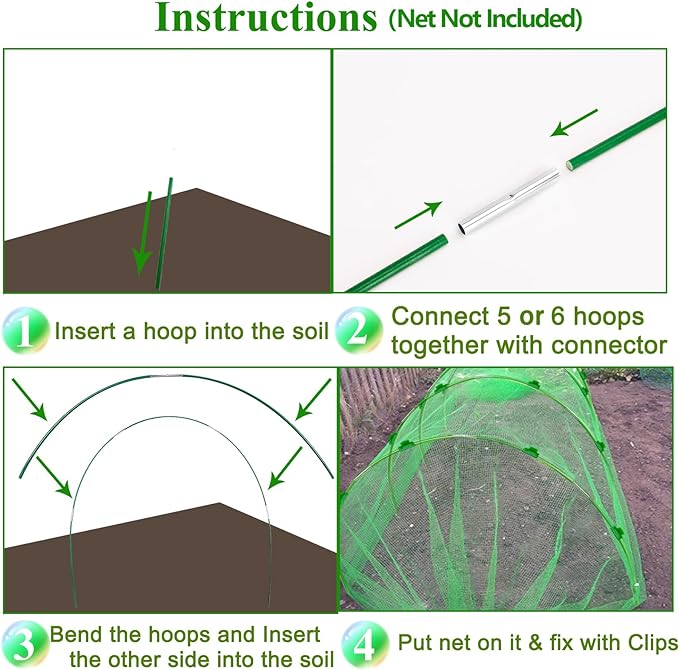 60Pcs Greenhouse Hoops Grow Tunnel Wide, 8FT Rust-Free Fiberglass Support - Image 5