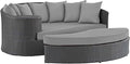 Modway Sojourn Wicker Rattan Outdoor Patio Sunbrella Fabric Daybed in Canvas by Modway