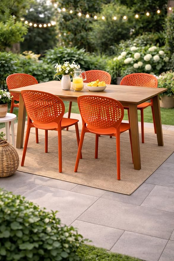 2xhome Set of 3 Patio Dining Chairs | Modern Stackable Outdoor Pool Side Chair - Image 2