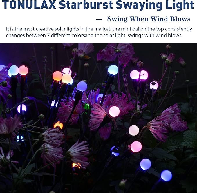 TONULAX Solar Garden Lights, Starburst Swaying Light - Image 5