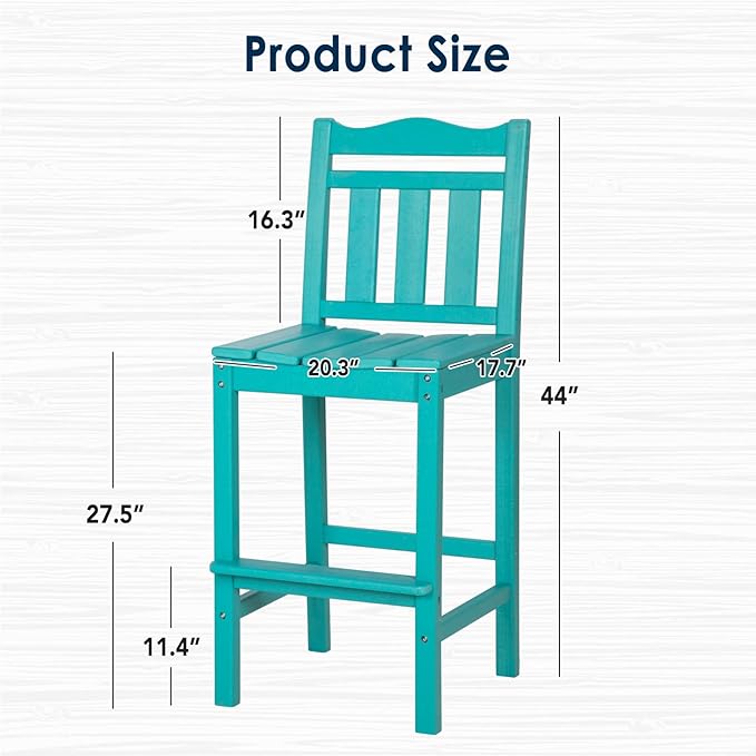 nalone Outdoor Bar Stools Set of 2, HDPE Tall Adirondack Chairs Bar Chairs - Image 3