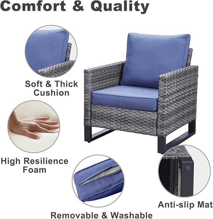 Belord 6 Piece Outdoor Furniture Patio Wicker Sofa Set, Oversize Outdoor Dining - Image 4