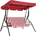 Outdoor Porch Swing Chair with Adjustable Canopy & Striped Seat Cushion by Garvee