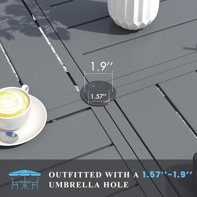 VICLLAX Patio Table and Chair Set of 4, All Weather Metal Round Outdoor Dining - Image 2