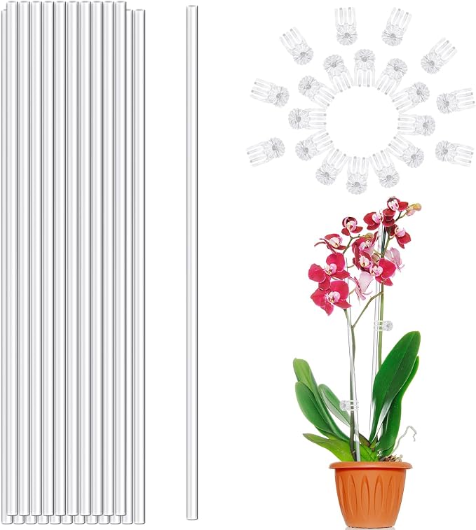 Plant Stakes, Plant Sticks 20PCS Acrylic Clear Plant Support Stakes, 16 Inches by LECAMEBOR