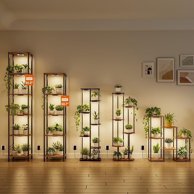 Bstrip Plant Stand Indoor with Grow Light, 81.3" Tall Indoor Plant Shelf - Image 4