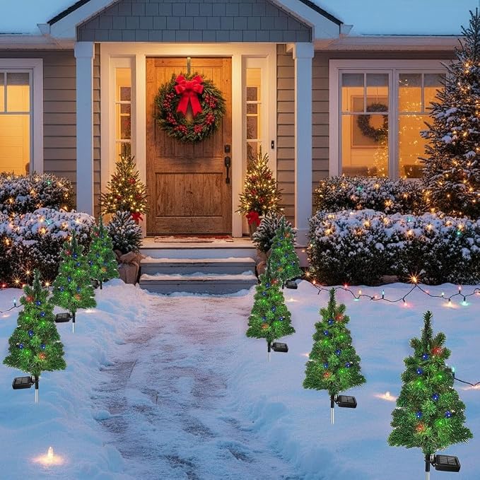 4PCS Solar Christmas Tree Garden Stake Lights Outdoor Waterproof Pathway Lights - Image 9