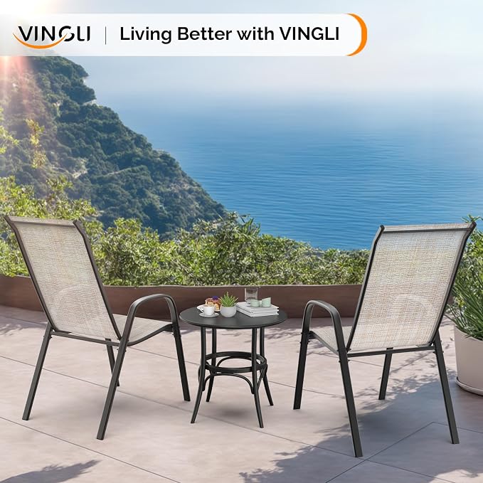 VINGLI Patio Chairs Set of 8 – Stackable Outdoor Dining Chairs - Image 10
