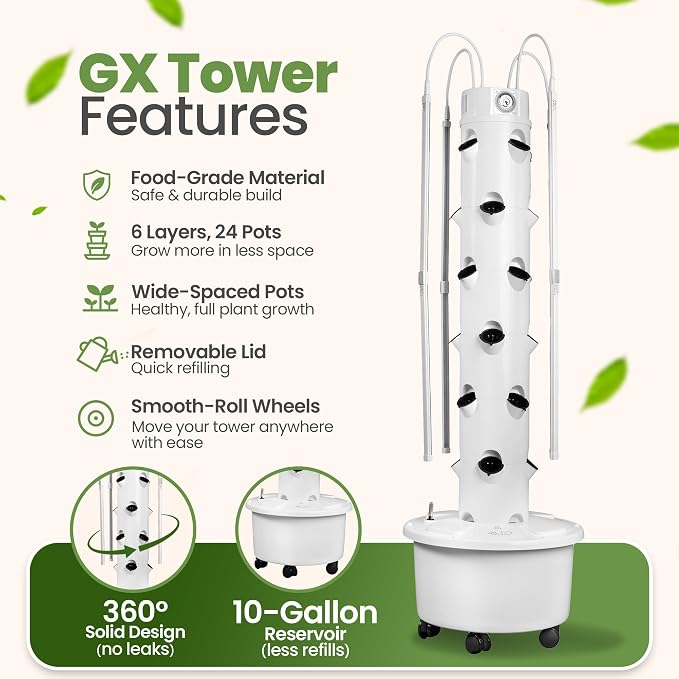 GX Hydroponic Tower | Vertical Planter Tower | Hydroponics Growing System Kit | - Image 4