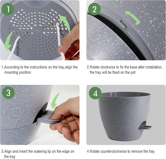 12 inch Large Self Watering Pots, Plastic Planters - Image 4