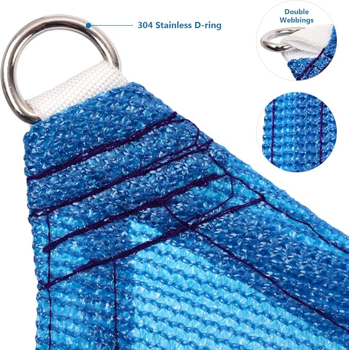 Eden's Decor Straight Flat-Edged Sun Shade Sail Rectangular 15' x 18' Blue - Image 2