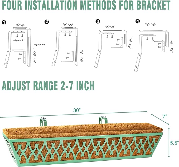 4 Pack 30 Inch Window Boxes Planters Railing Planter Box - Image 5