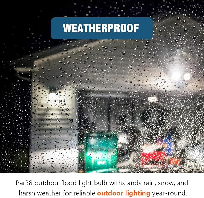 PAR38 LED Flood Light Bulbs Outdoor, Warm White 3000K, Dimmable Weatherproof - Image 5