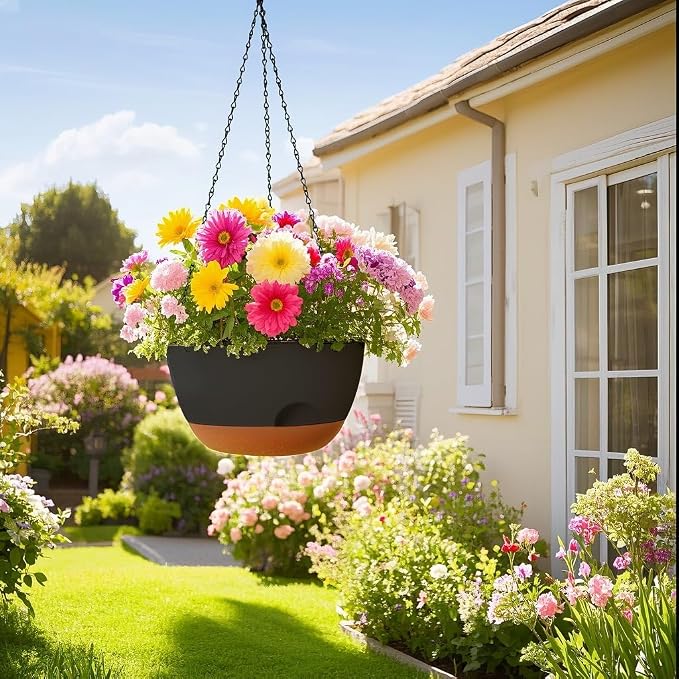 Set of 2-12 Inch Hanging Planter, Self-Watering Hanging Planters - Image 7