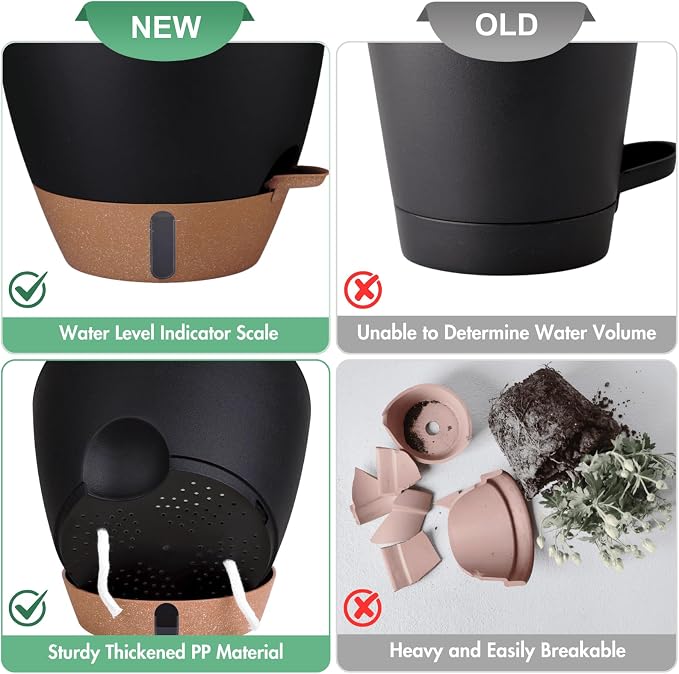 2 Pack 10 inch Plant Pots, PP Plastic Self Watering Plant Pot - Image 8