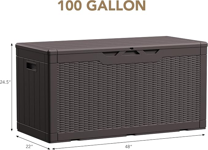 Devoko 100 Gallon Waterproof Large Resin Deck Box Indoor Outdoor Lockable - Image 6