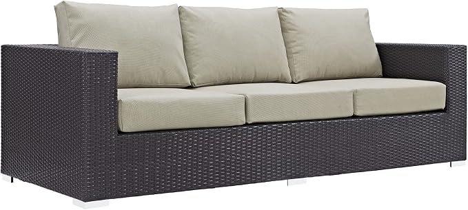 Modway Convene Wicker Rattan Outdoor Patio Sofa in Espresso Beige - Image 3