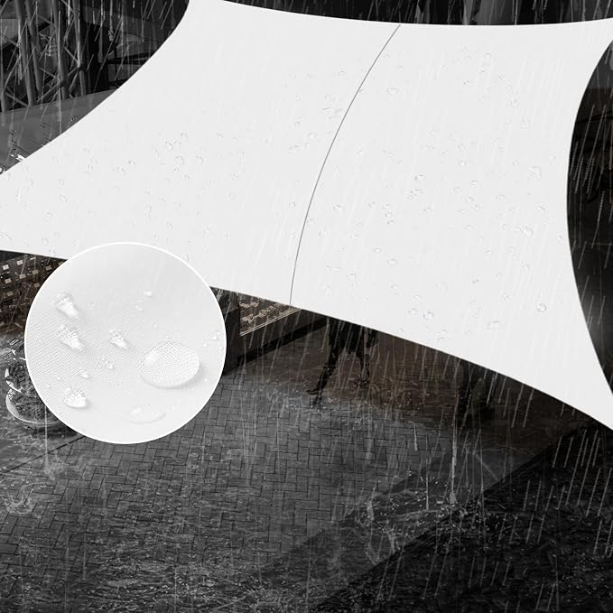 SUNNY GUARD Waterproof Sun Shade Sail 10' x 14' White Rectangle UV Block by SUNNYGUARD