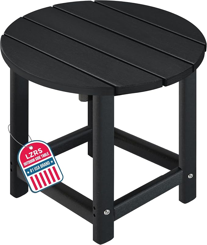 LZRS Round Adirondack Patio Side Table End Table, Outdoor Side Tables by LZRSPET