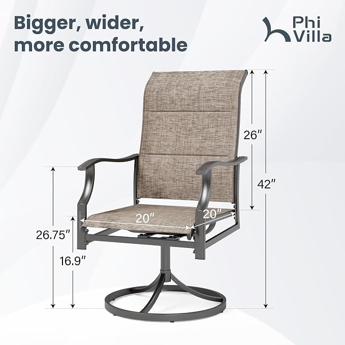 PHI VILLA Swivel Patio Chair Set of 2, All Weather-Resistant - Image 7