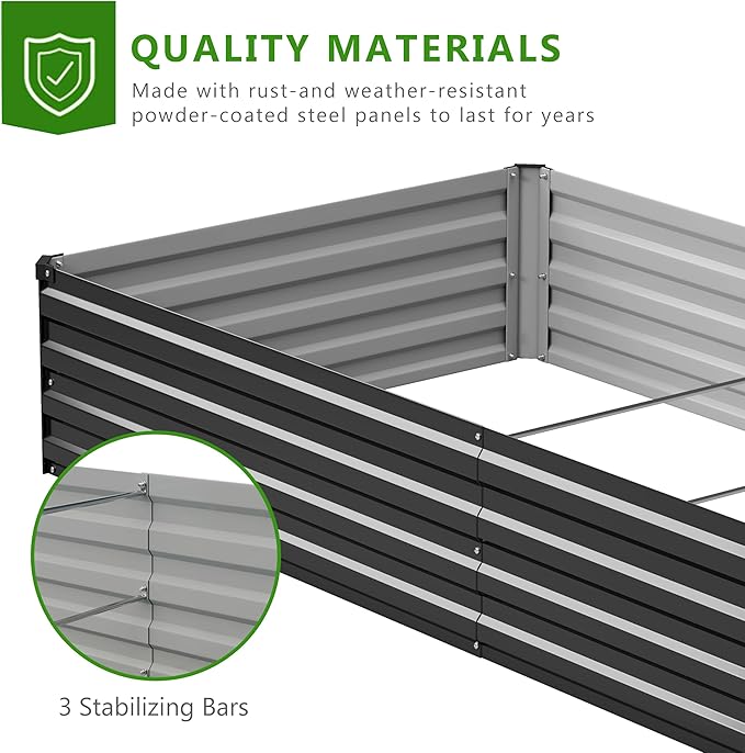 2PCS 8x4x1ft Galvanized Raised Garden Bed Kit, Metal Planter Box - Image 4