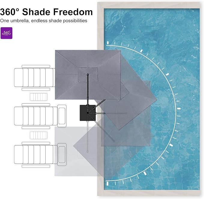 PURPLE LEAF 9' X 11.5' Rectangle Cantilever Umbrella - Image 6