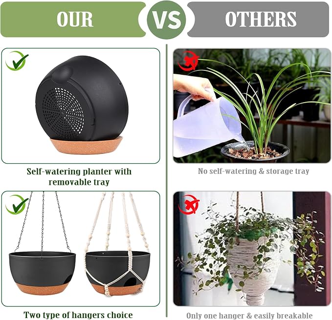 Hanging Planters for Outdoor Indoor Plants, 2 Pack 12 Inch Hanging Basket - Image 4