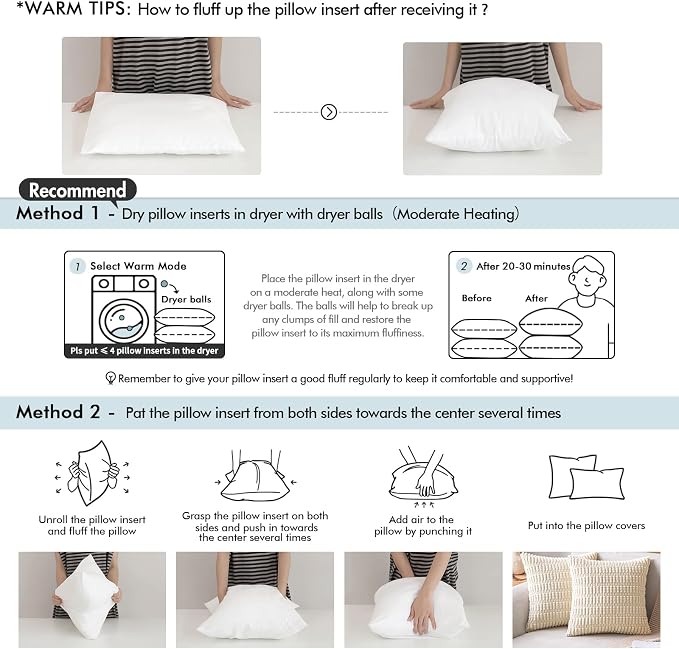 MIULEE Pack of 2 22x22 Outdoor Pillow Inserts, Outdoor Throw Pillows - Image 8