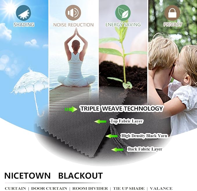 NICETOWN Weighted Outdoor Patio Curtain & Drape Waterproof 84 Long, Top and - Image 4