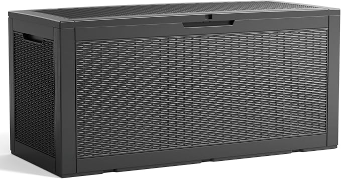 100 Gallon Resin Deck Box, Lockable Patio Outdoor Storage Box - Image 8