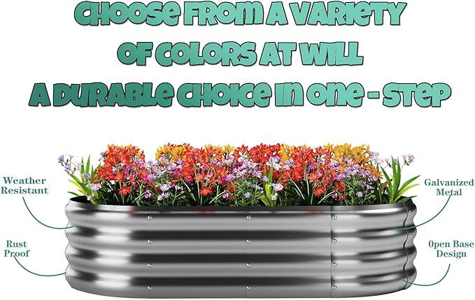 Galvanized Metal Round Raised Garden Bed Outdoor - Image 3