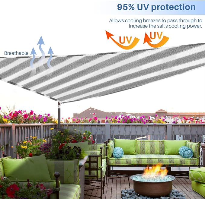E&K Sunrise 9' x 9' x 9' Sun Shade Sail Triangle Canopy Shade Cover UV Block - Image 5