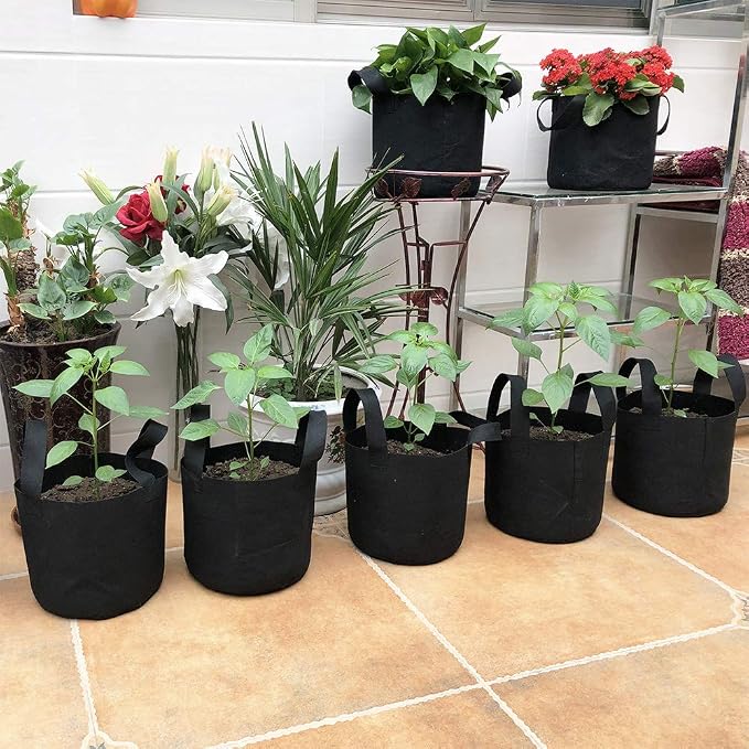 JERIA 12-Pack 15 Gallon Grow Bags, 300G Thickened Nonwoven Garden Pots - Image 7