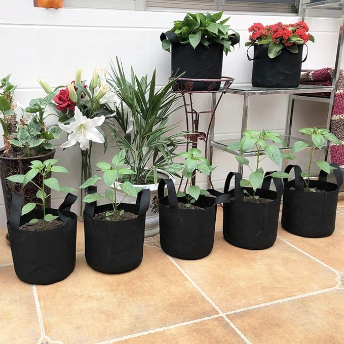 JERIA 12-Pack 10 Gallon Grow Bags, 300G Thickened Nonwoven Garden Pots - Image 7