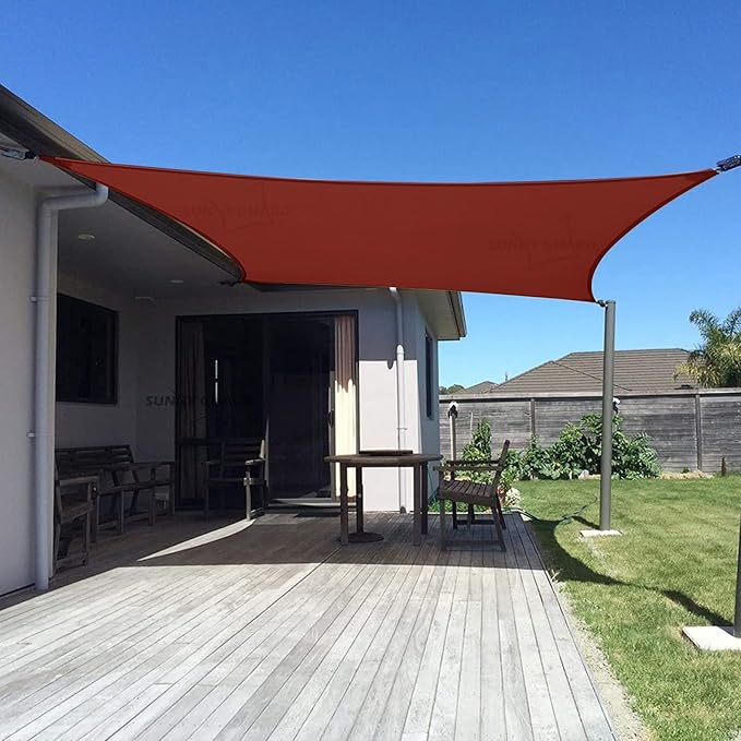 SUNNY GUARD Custom Size 16'x18' Terra Red Sun Shade Sail Rectangle UV Block by SUNNYGUARD