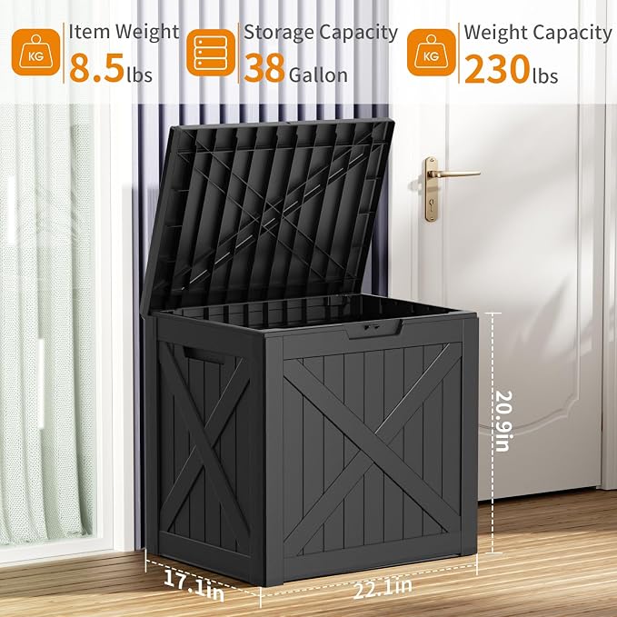 38 Gallon Outdoor Deck Box, Lockable Waterproof Outdoor Storage Boxes - Image 4