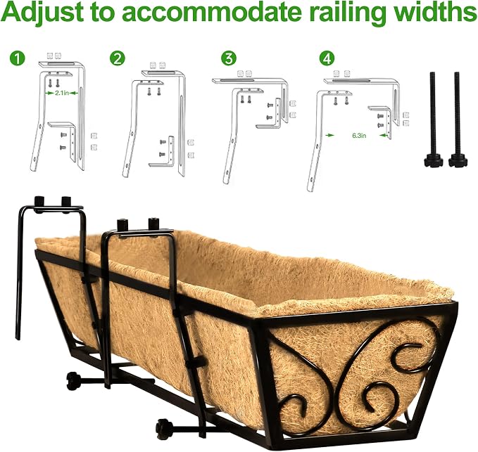 4pcs 30 Inch Window Deck with Coco Liner, Metal Hanging Flower Planter Window - Image 7