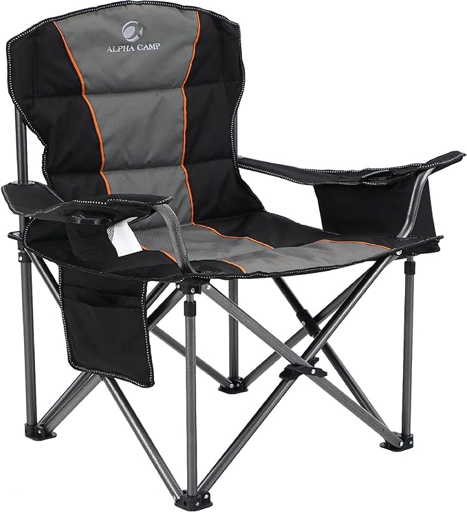 ALPHA CAMP Heavy Duty Camping Chair 500LBS Capacity, Oversized Folding Chair by ALPHACAMP