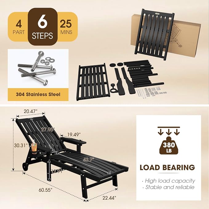 Patio Chaise Lounge Chair, Oversized Lounge Chair Outdoor - Image 2