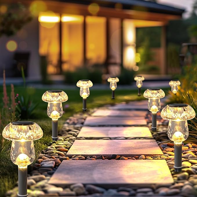 Solar Lights Outdoor, 8 Pack Mushroom Lights Outside Waterproof, Solar Powered - Image 6