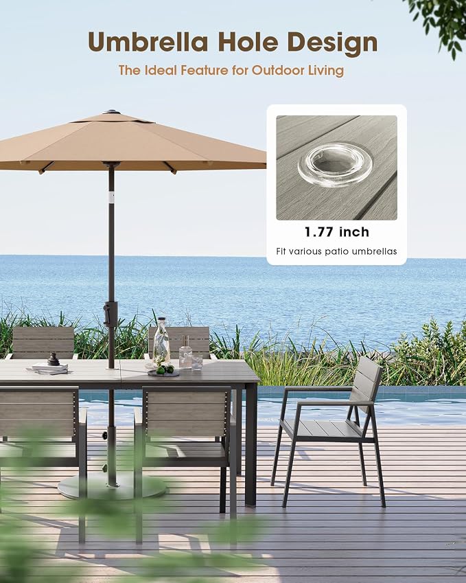 Outdoor Patio Dining Set for 6, Aluminum 7 Piece HDPS Patio Table and Chairs Set - Image 3