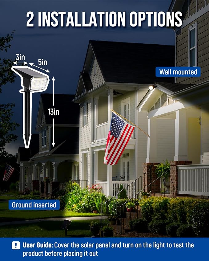 Solar spotlights Outdoor 63 LED 3 Lighting Modes, IP65 Waterproof Lighten Yard - Image 6
