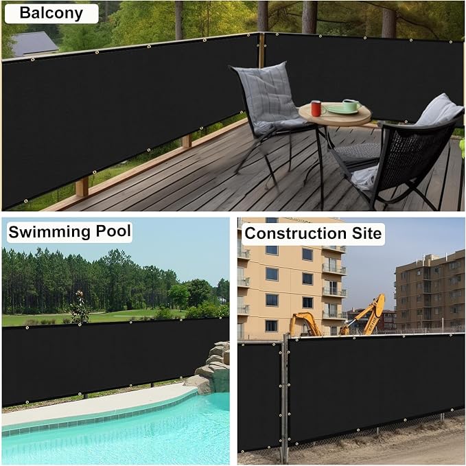 UPGRADE Privacy Fence Screen 5'x65' Black Outdoor 90% Visibility Blockage 170 - Image 8