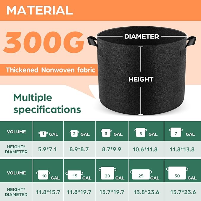 10 Pack 1 Gallon Grow Bags, Thickened Nonwoven Fabric Planter Pots - Image 2