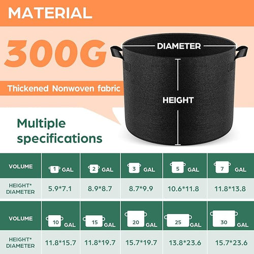 10 Pack 1 Gallon Grow Bags, Thickened Nonwoven Fabric Planter Pots - Image 2