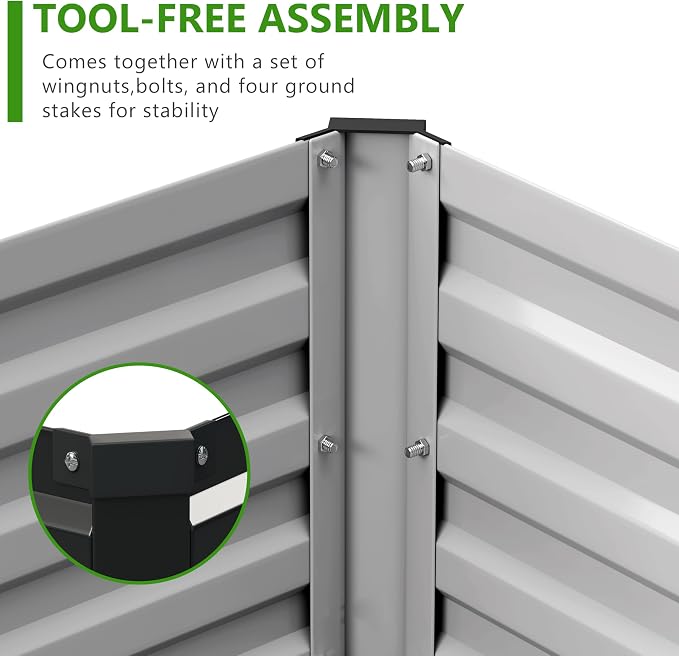 2PCS 7x3x1ft Galvanized Raised Garden Bed Kit, Metal Planter Box - Image 5