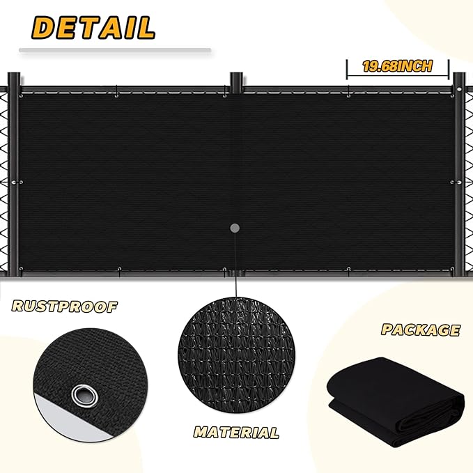 LOVE STORY 3'x115'' Black Balcony Privacy Screen Fence, UV Protection - Image 6