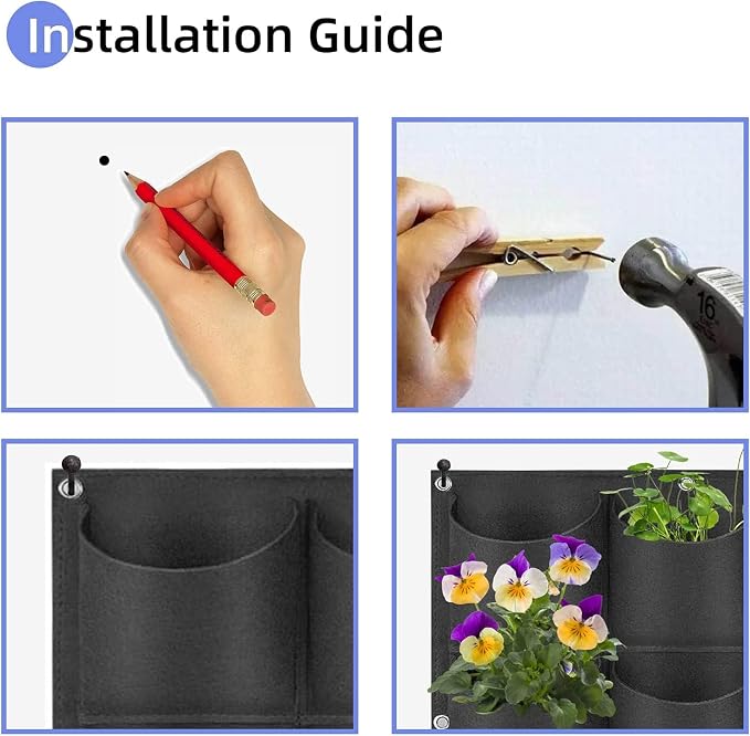 90 Pockets Hanging Planter Bags, Hanging Vertical Wall Mounted Plant Planting - Image 5