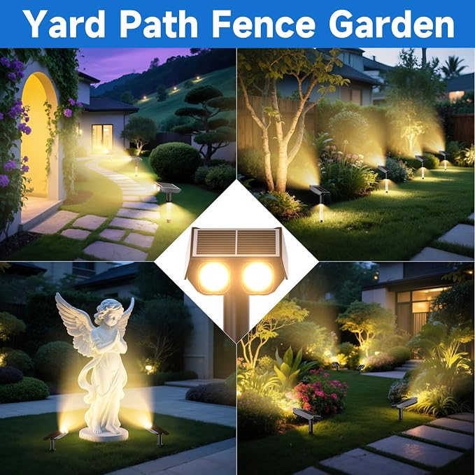 Solar Spot Lights Outdoor Adjustable Beam & PC Light Guide Column, 4 Pack Solar - Image 6